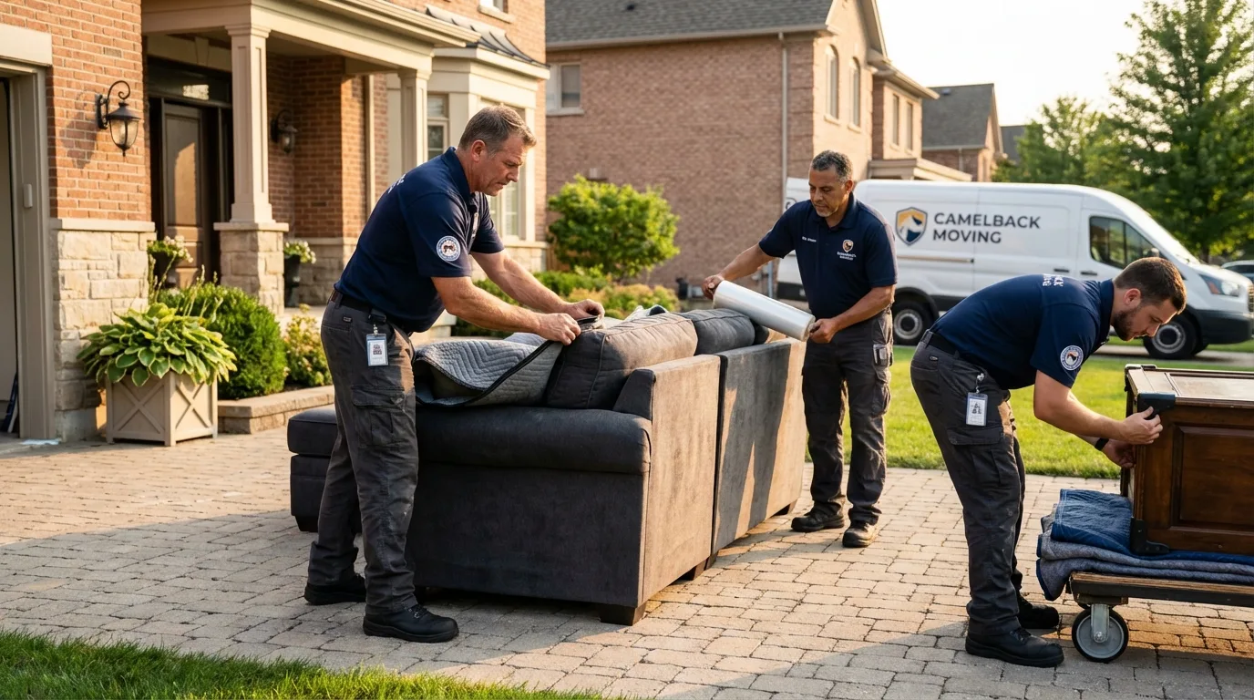 Large estate moving crew wrapping furniture in Eldorado, TX
